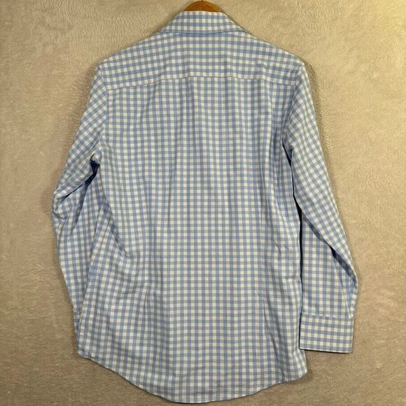 Mizzen & Main Leeward Mens M Trim Fit LS Button Up Stretch Blue Gingham Check - Picture 6 of 7